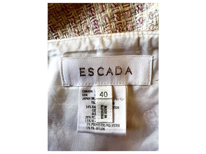 Falda lápiz Escada de mezcla de algodón y tweed en blanco y rosa, aprox. Reino Unido 10 - vista 3