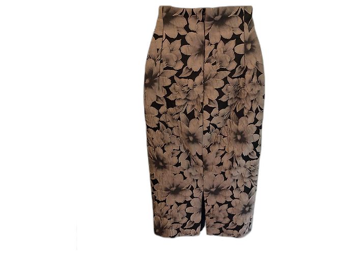 Falda Lápiz Marella by Max Mara Mujer Negro & Bronce Floral 12 US 8 UE 40 - vista 2
