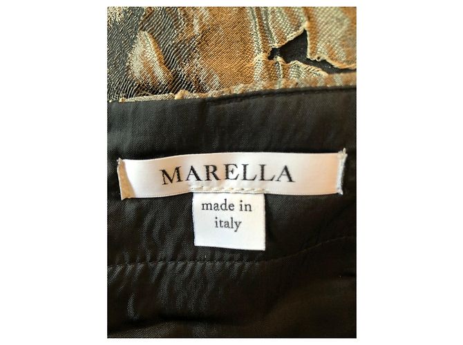 Falda Lápiz Marella by Max Mara Mujer Negro & Bronce Floral 12 US 8 UE 40 - vista 5