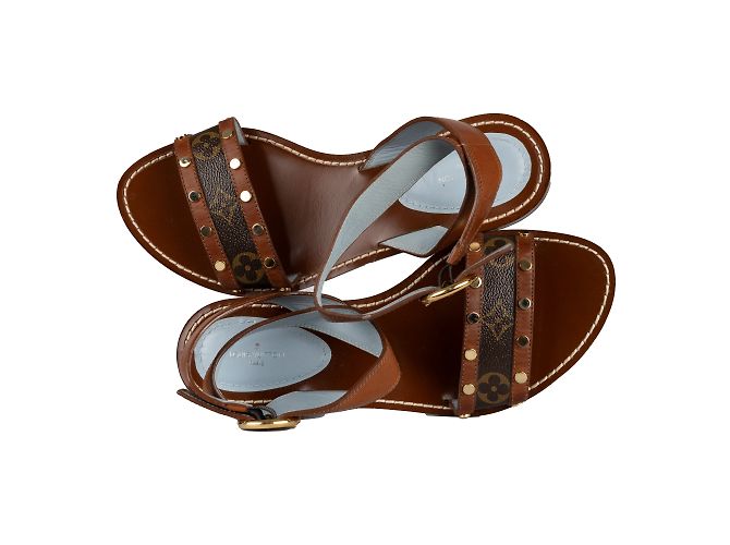 Sandali piatti passeggeri Louis Vuitton Marrone - vista 3