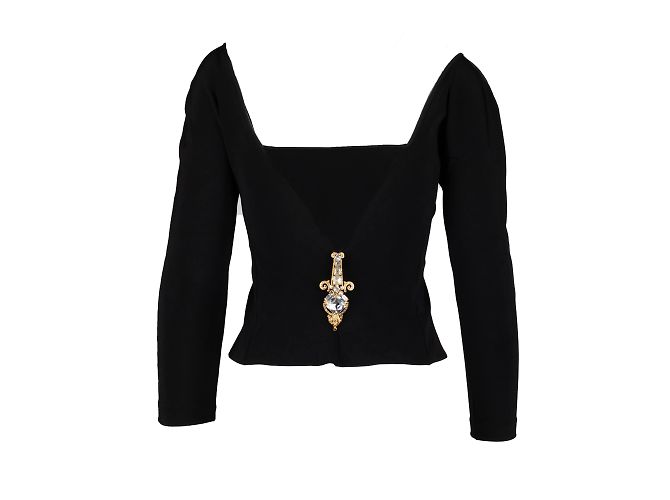 Autre Marque Colección Privée Top con broche de pedrería Negro - vista 2