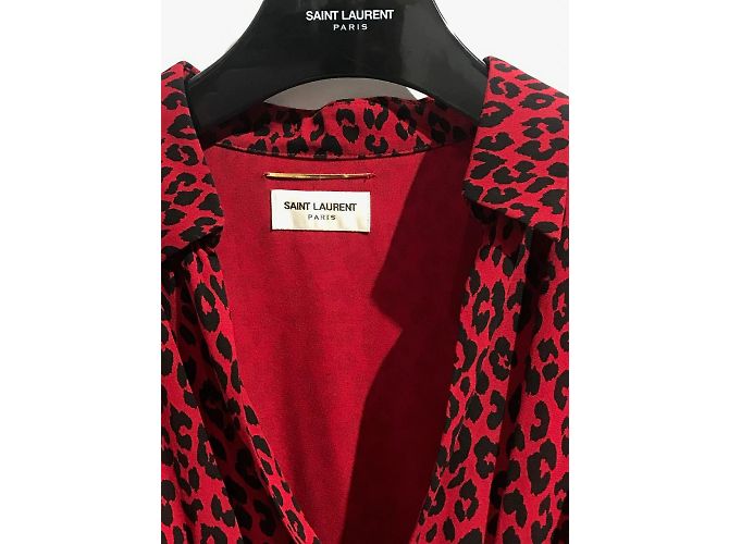 SAINT LAURENT Kleid T.FR 42 Viskose Rot - Ansicht 3