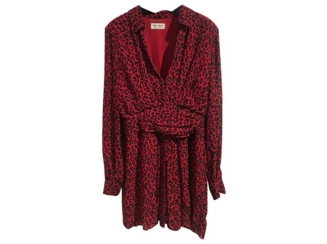 SAINT LAURENT Kleid T.FR 42 Viskose Rot - Ansicht 8