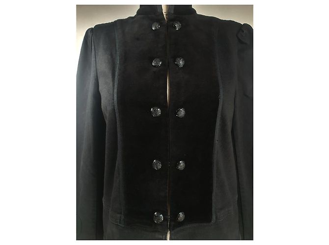 Ralph Lauren Giacca Blazer Nera in Cotone Denim e Velluto Nero - vista 3