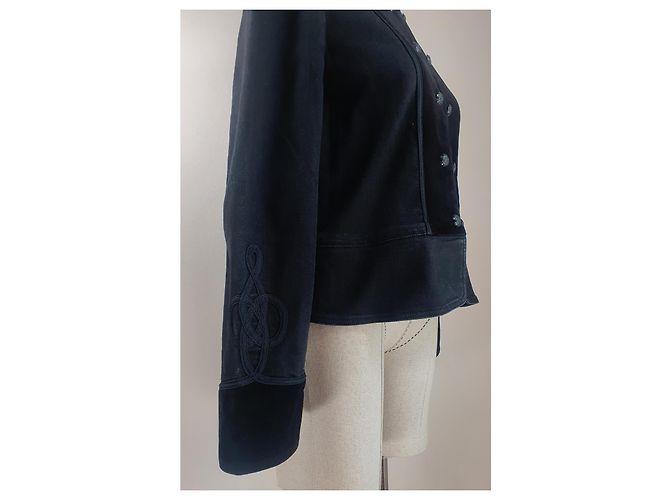 Ralph Lauren Giacca Blazer Nera in Cotone Denim e Velluto Nero - vista 4