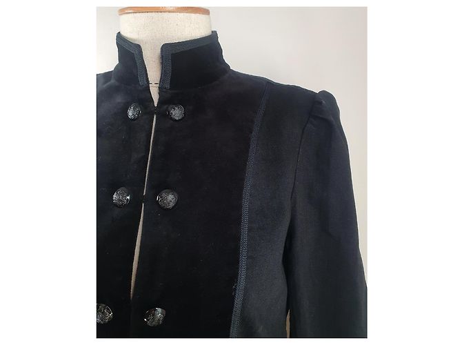 Ralph Lauren Giacca Blazer Nera in Cotone Denim e Velluto Nero - vista 5