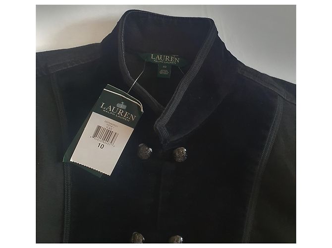 Ralph Lauren Giacca Blazer Nera in Cotone Denim e Velluto Nero - vista 6