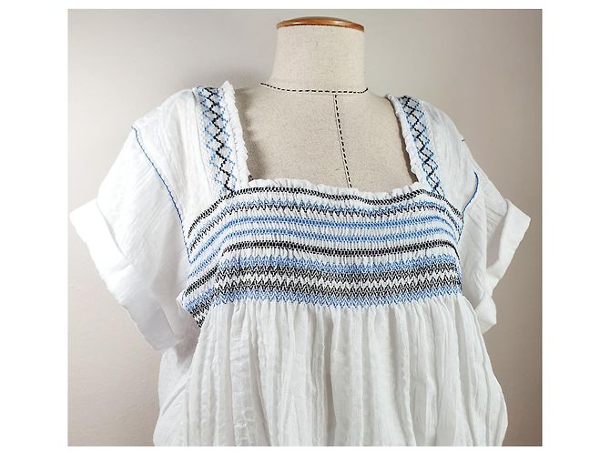 Top blanco bordado de algodón Free People - vista 3