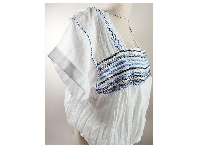 Top blanco bordado de algodón Free People - vista 4