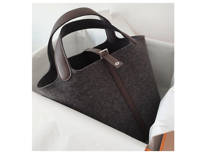 Hermès Bolsa Hermes Picotin 22 Cinza Feltro Havana Marrom - vista 11