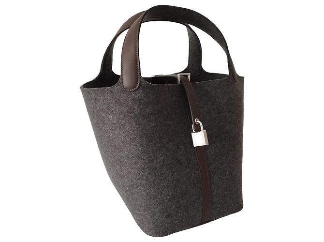 Hermès Bolsa Hermes Picotin 22 Cinza Feltro Havana Marrom - vista 2