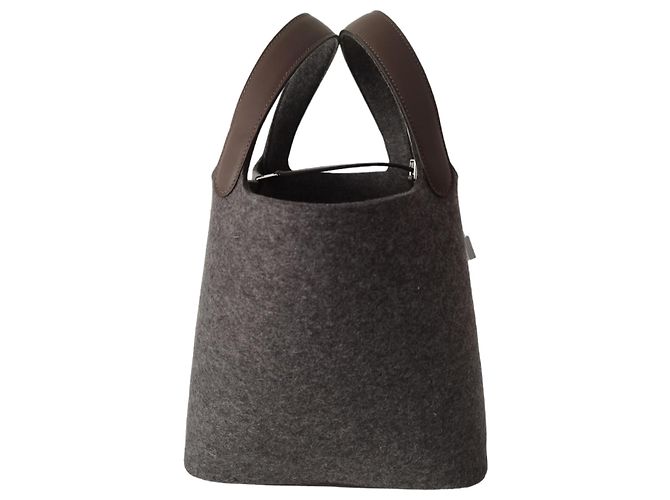 Hermès Bolsa Hermes Picotin 22 Cinza Feltro Havana Marrom - vista 5