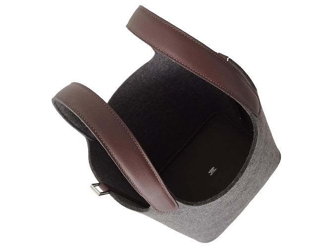 Hermès Bolsa Hermes Picotin 22 Cinza Feltro Havana Marrom - vista 9