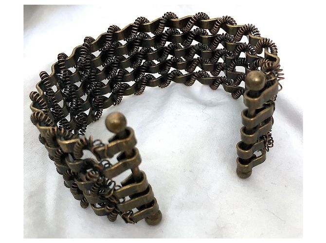 Autre Marque Bracciale polsino articolato 5 FILE IN METALLO BRONZO SAHARA - vista 12