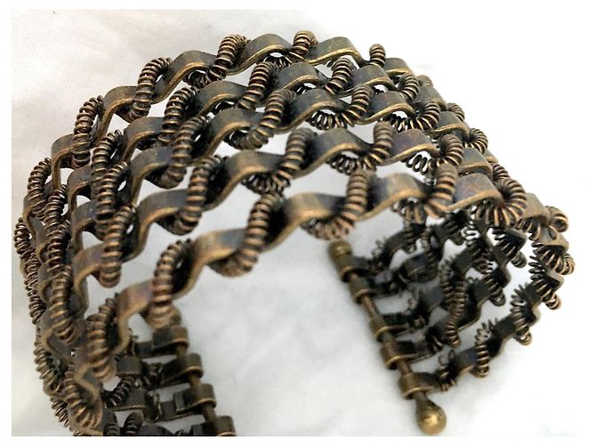 Autre Marque Bracciale polsino articolato 5 FILE IN METALLO BRONZO SAHARA - vista 14