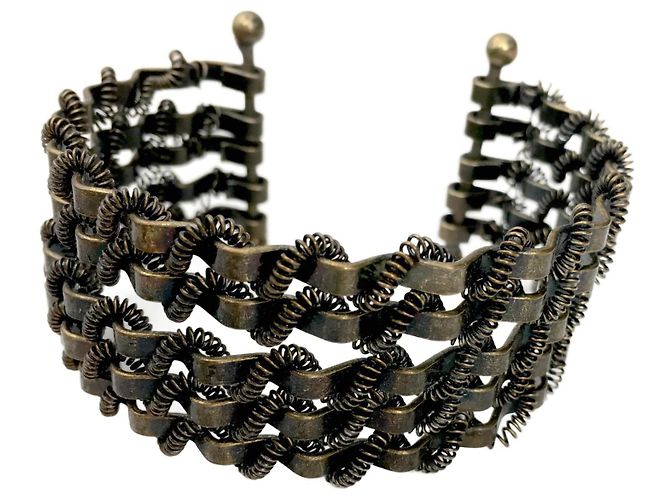 Autre Marque Bracciale polsino articolato 5 FILE IN METALLO BRONZO SAHARA - vista 2
