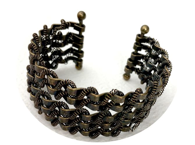 Autre Marque Bracciale polsino articolato 5 FILE IN METALLO BRONZO SAHARA - vista 3