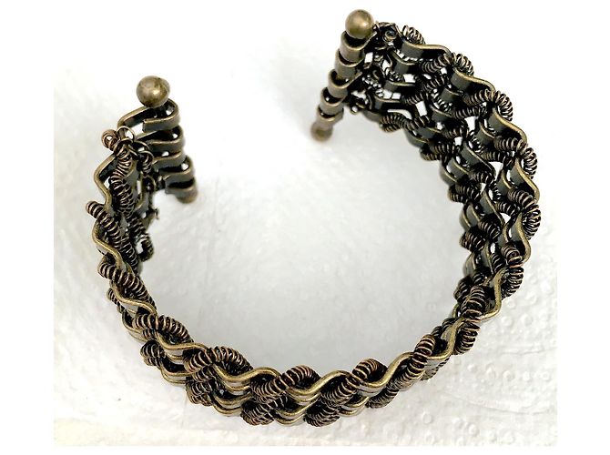 Autre Marque Bracciale polsino articolato 5 FILE IN METALLO BRONZO SAHARA - vista 6