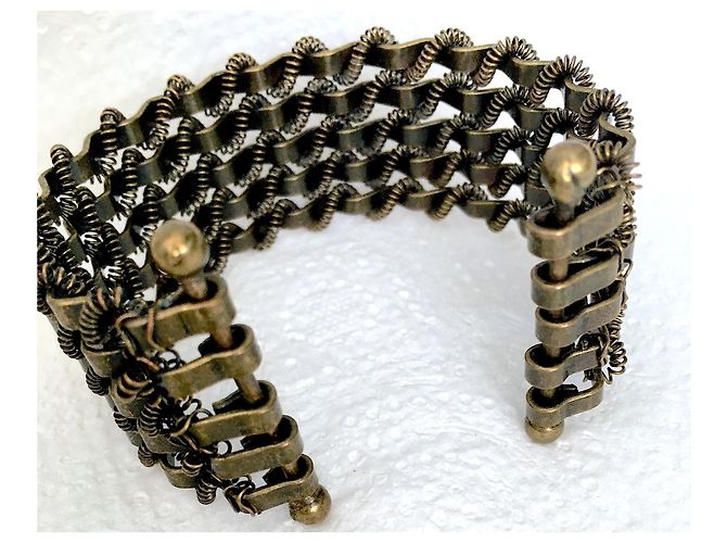 Autre Marque Bracciale polsino articolato 5 FILE IN METALLO BRONZO SAHARA - vista 8