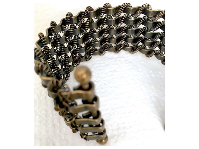Autre Marque Bracciale polsino articolato 5 FILE IN METALLO BRONZO SAHARA - vista 9