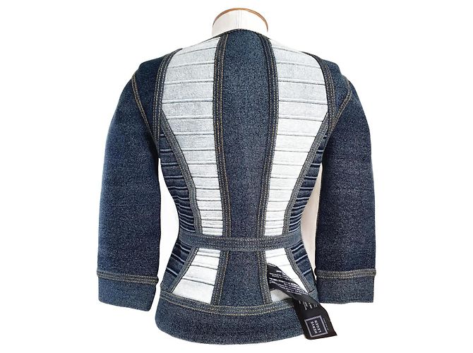 Herve Leger Giacca in denim indaco blu - vista 2