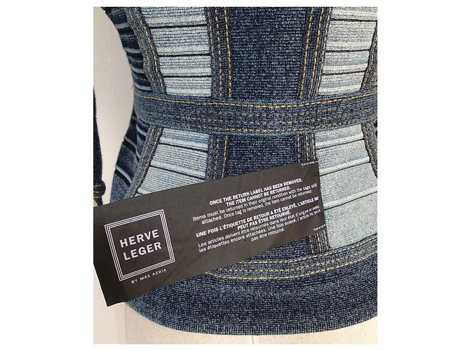 Herve Leger Giacca in denim indaco blu - vista 4