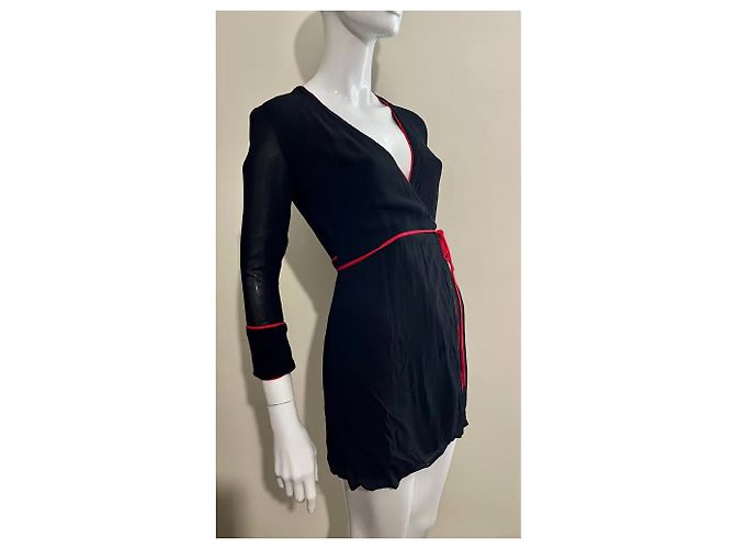 Reformation Vestido envelope de viscose em chiffon reformado Preto Vermelho - vista 4