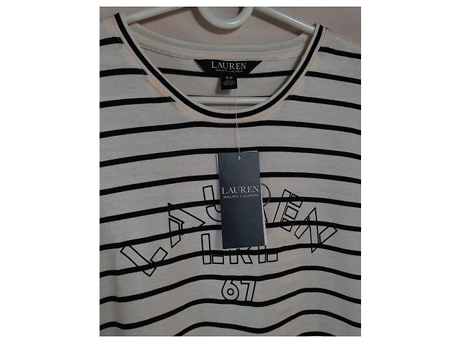 T-shirt a righe Ralph Lauren in cotone bianco e nero - vista 3
