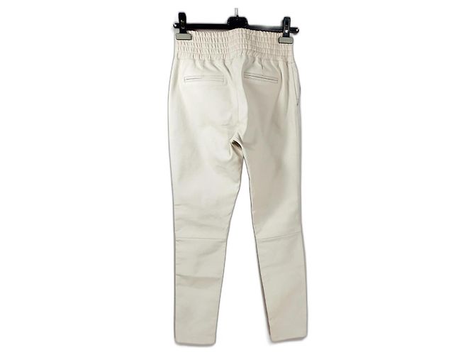 Autre Marque Calça de couro Ibana Colette Off White Branco - vista 2