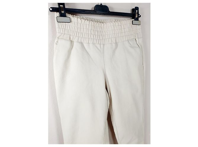 Autre Marque Calça de couro Ibana Colette Off White Branco - vista 3