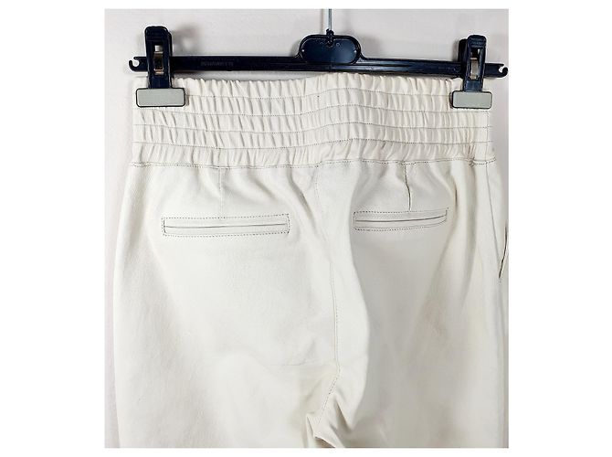 Autre Marque Calça de couro Ibana Colette Off White Branco - vista 5