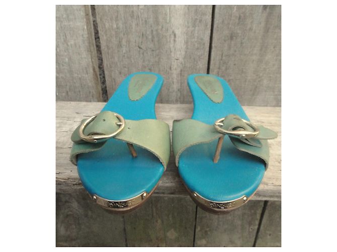 mules vintage Yves Saint Laurent Rive Gauche p 38 Turchese - vista 2