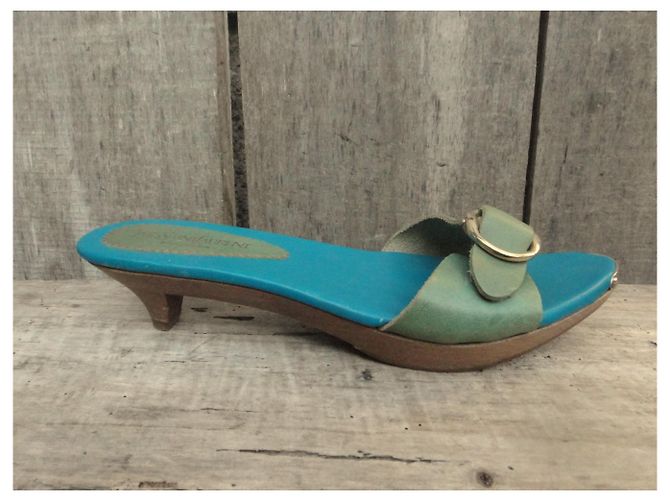 mules vintage Yves Saint Laurent Rive Gauche p 38 Turchese - vista 3