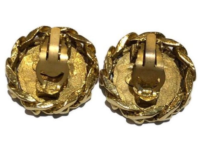 ***CHANEL Strass qui segnano orecchini rotondi a catena D'oro - vista 2