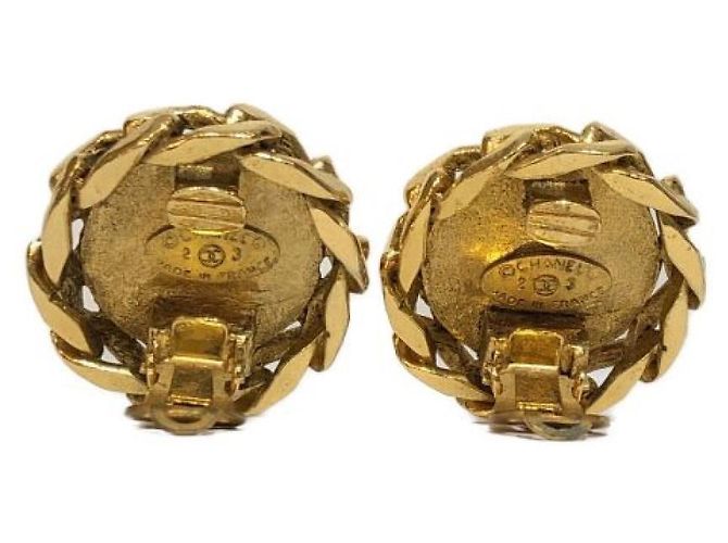 ***CHANEL Strass qui segnano orecchini rotondi a catena D'oro - vista 3