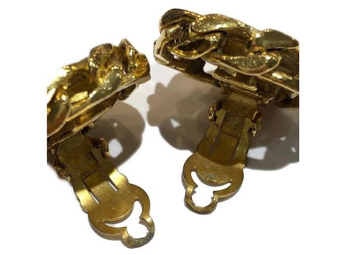 ***CHANEL Strass qui segnano orecchini rotondi a catena D'oro - vista 6