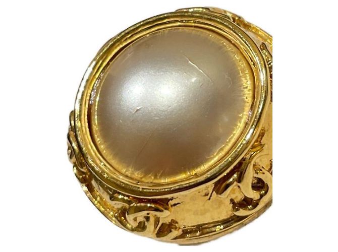*** CHANEL perle finte qui segnano orecchini Bianco D'oro - vista 5