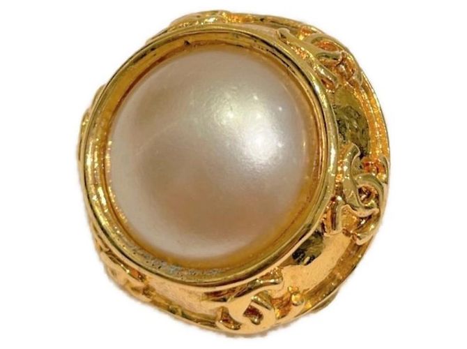 *** CHANEL perle finte qui segnano orecchini Bianco D'oro - vista 6