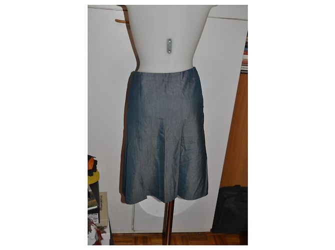 Gonna midi Valentino effetto denim in seta e cotone azzurro Blu chiaro - vista 2