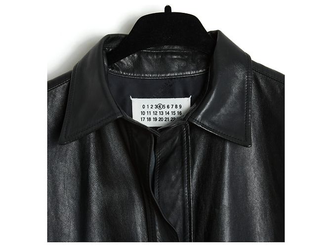 Maison Martin Margiela Tunica abito camicia in pelle nera FR38 Nero - vista 3