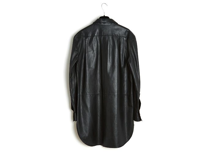 Maison Martin Margiela Tunica abito camicia in pelle nera FR38 Nero - vista 4
