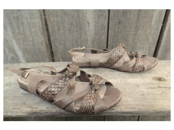 Sandali Miu Miu in pelle e pitone beige 38 - vista 2