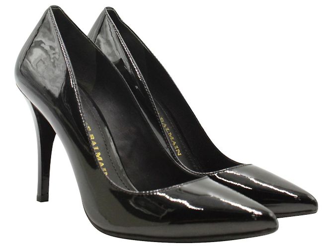 Pierre Balmain High Heels aus schwarzem Lackleder - Ansicht 2