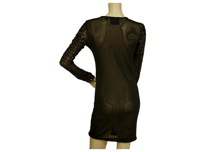 Christopher Kane für topshop Schwarzes, durchsichtiges Mini-Bodycon-Kleid mit Nieten, Größe UK 10 - Ansicht 2