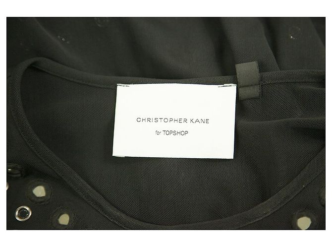Christopher Kane für topshop Schwarzes, durchsichtiges Mini-Bodycon-Kleid mit Nieten, Größe UK 10 - Ansicht 3