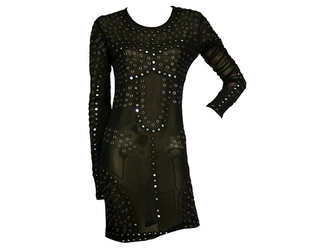 Christopher Kane für topshop Schwarzes, durchsichtiges Mini-Bodycon-Kleid mit Nieten, Größe UK 10 - Ansicht 7