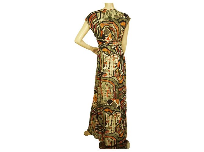 Autre Marque Devotion Mehrfarbiges Tribal-Kurzarm-Maxi-Sommerkleid mit Gürtel, Größe S Mehrfarben - Ansicht 2