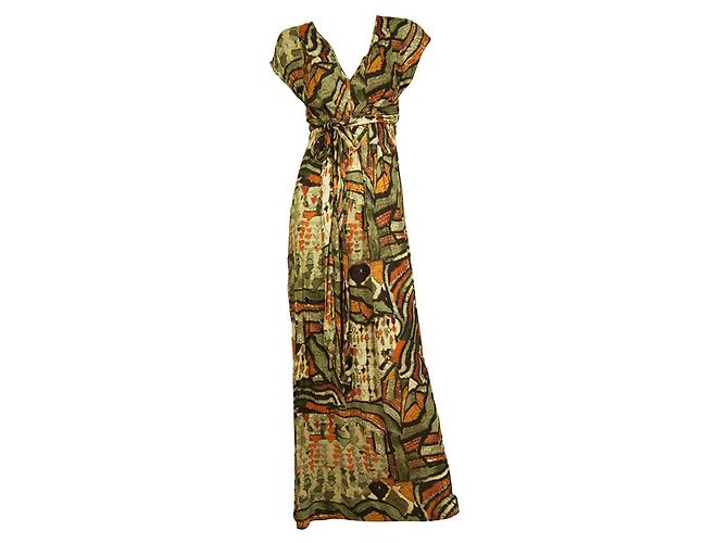 Autre Marque Devotion Mehrfarbiges Tribal-Kurzarm-Maxi-Sommerkleid mit Gürtel, Größe S Mehrfarben - Ansicht 7
