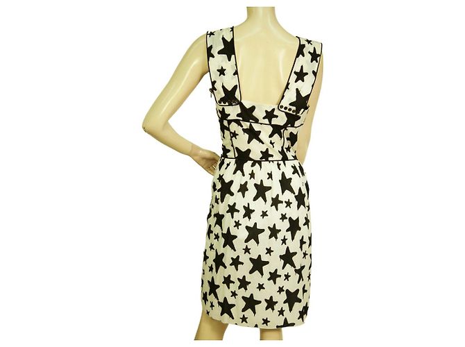 Victor & Rolf Viktor & Rolf Vestido preto e branco com estampa de estrelas de algodão sem mangas na altura do joelho 42 - vista 2
