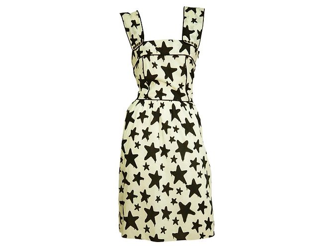 Victor & Rolf Viktor & Rolf Vestido preto e branco com estampa de estrelas de algodão sem mangas na altura do joelho 42 - vista 6
